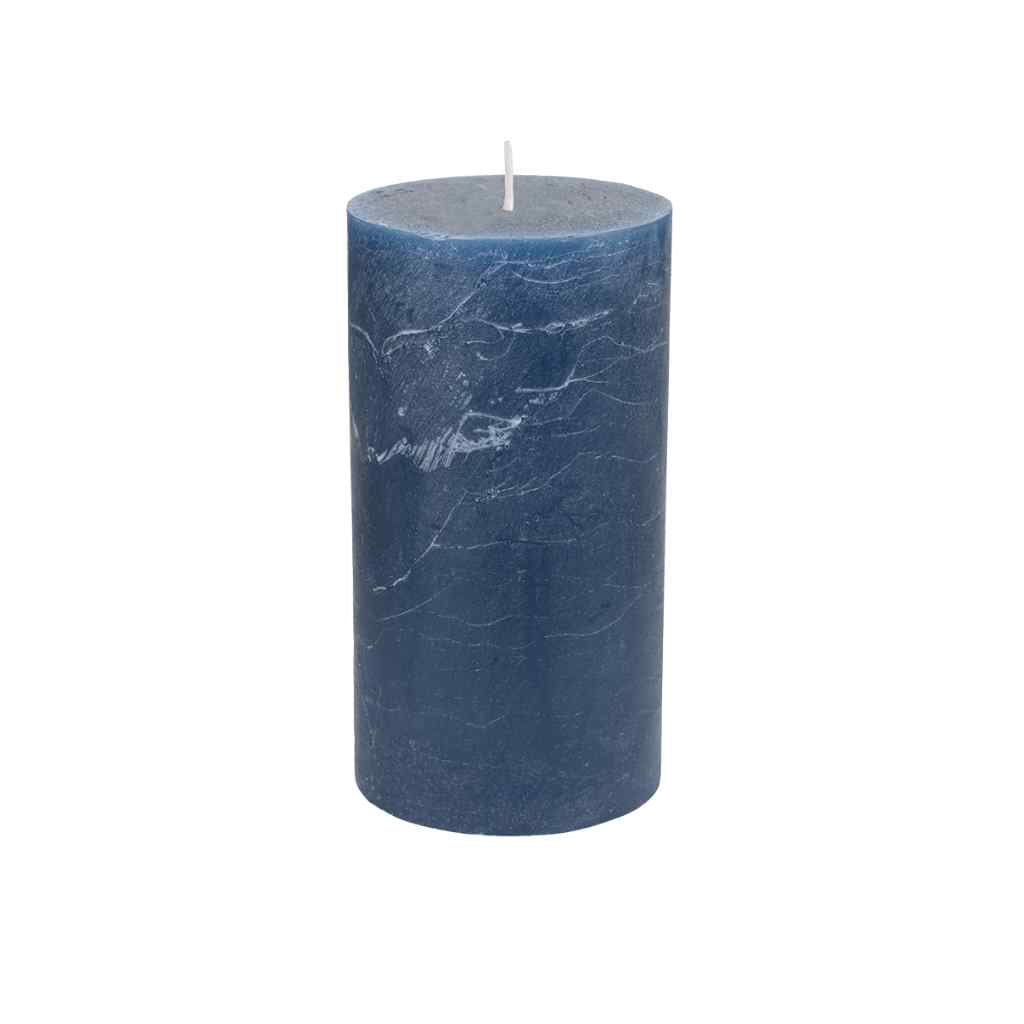 Rustic Pillar Candle - Inky Blue - 7x13cm