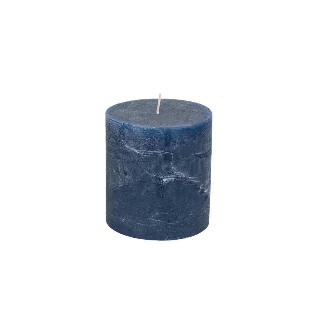 Rustic Pillar Candle -Inky Blue - 7x7.5cm