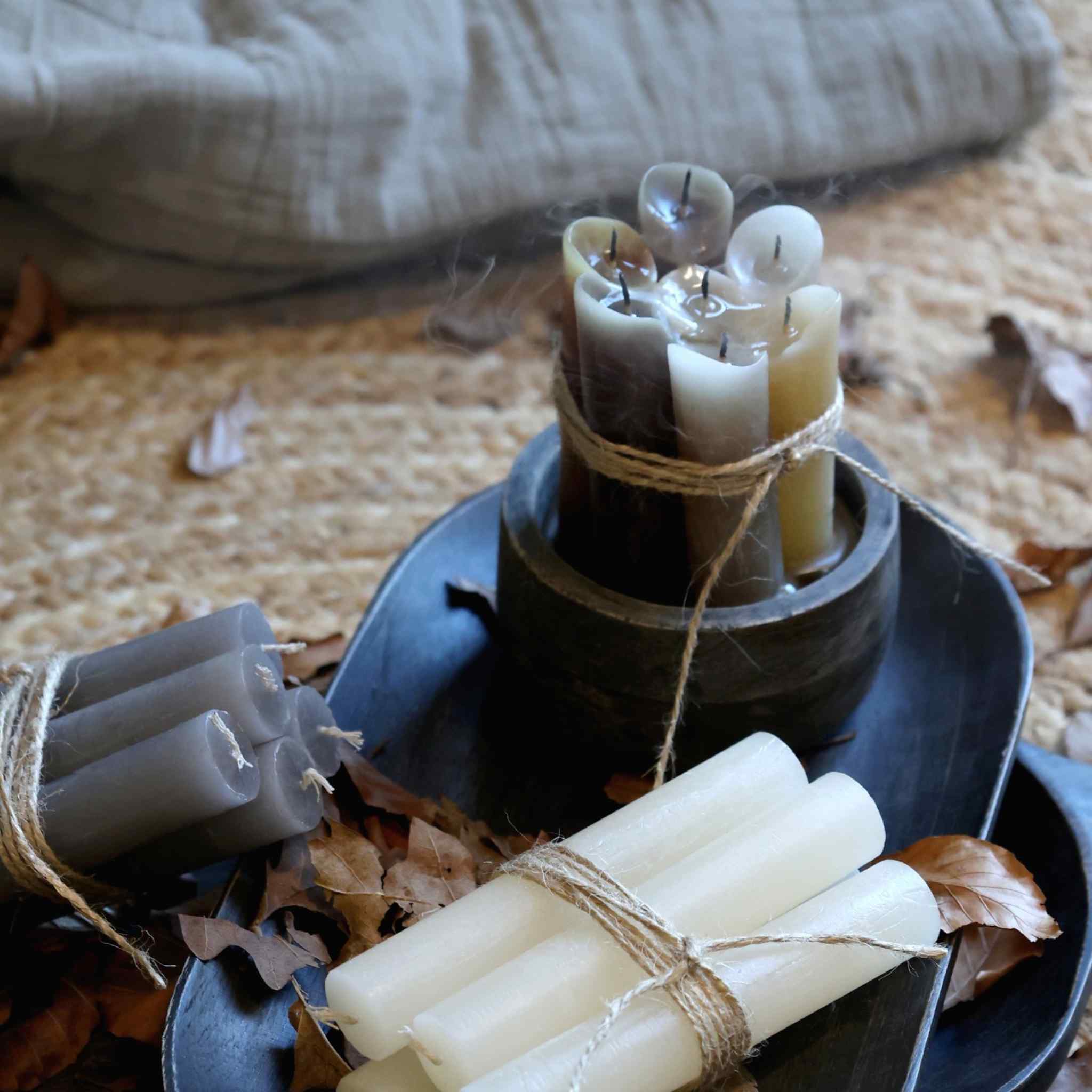 Rustic Short Dinner Candle - Walnut