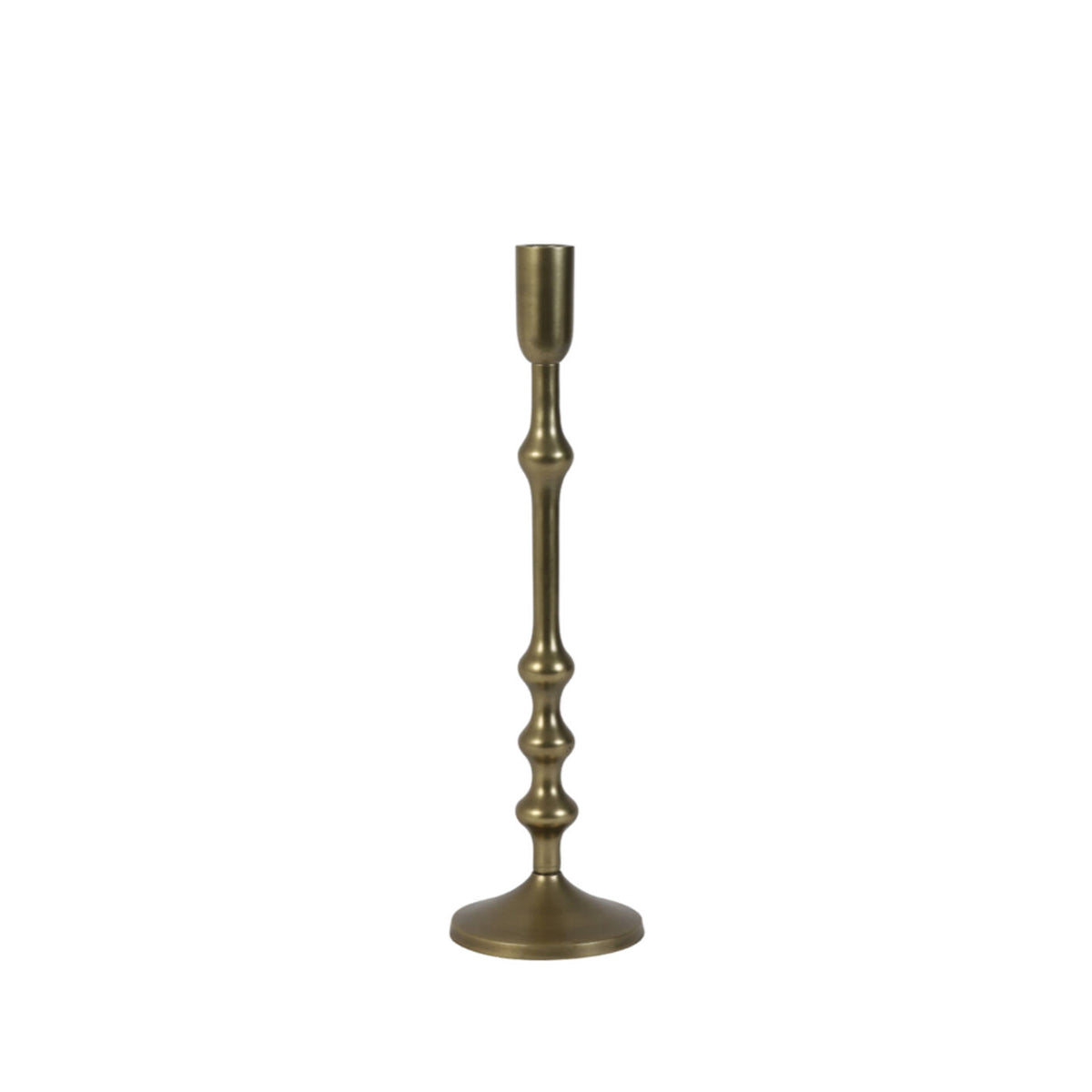 Semut Antique Bronze Candlestick crafted from 100% aluminum with a smooth antique bronze finish and a sculptural design, small size 11x40 cm.