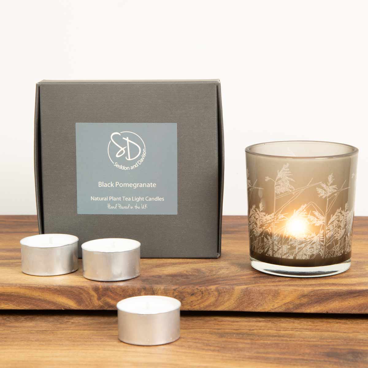 Set of 9 Scented Tealights  - Black Pomegranate by Seddon and Davison