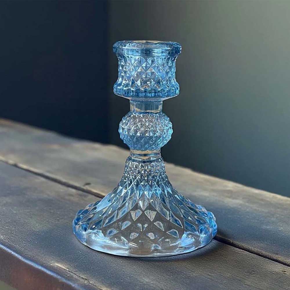 ShortGlassCandlestick-Blue