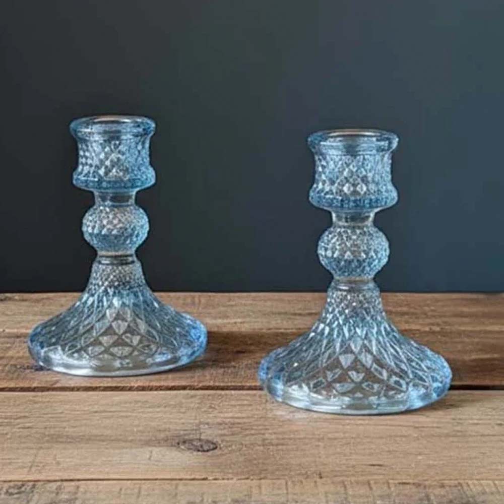 ShortGlassCandlestick-Blue