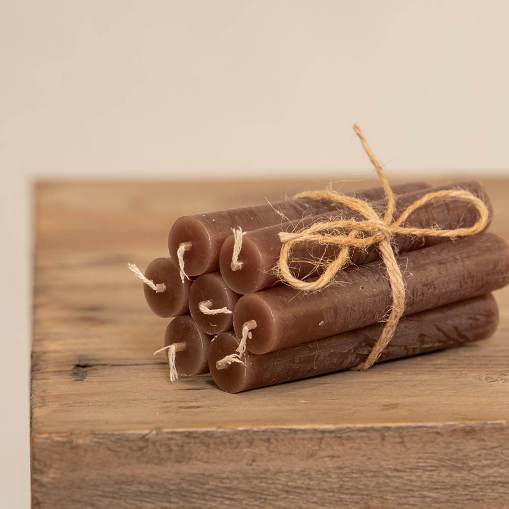 Short Rustic Dinner Candle - Coffee