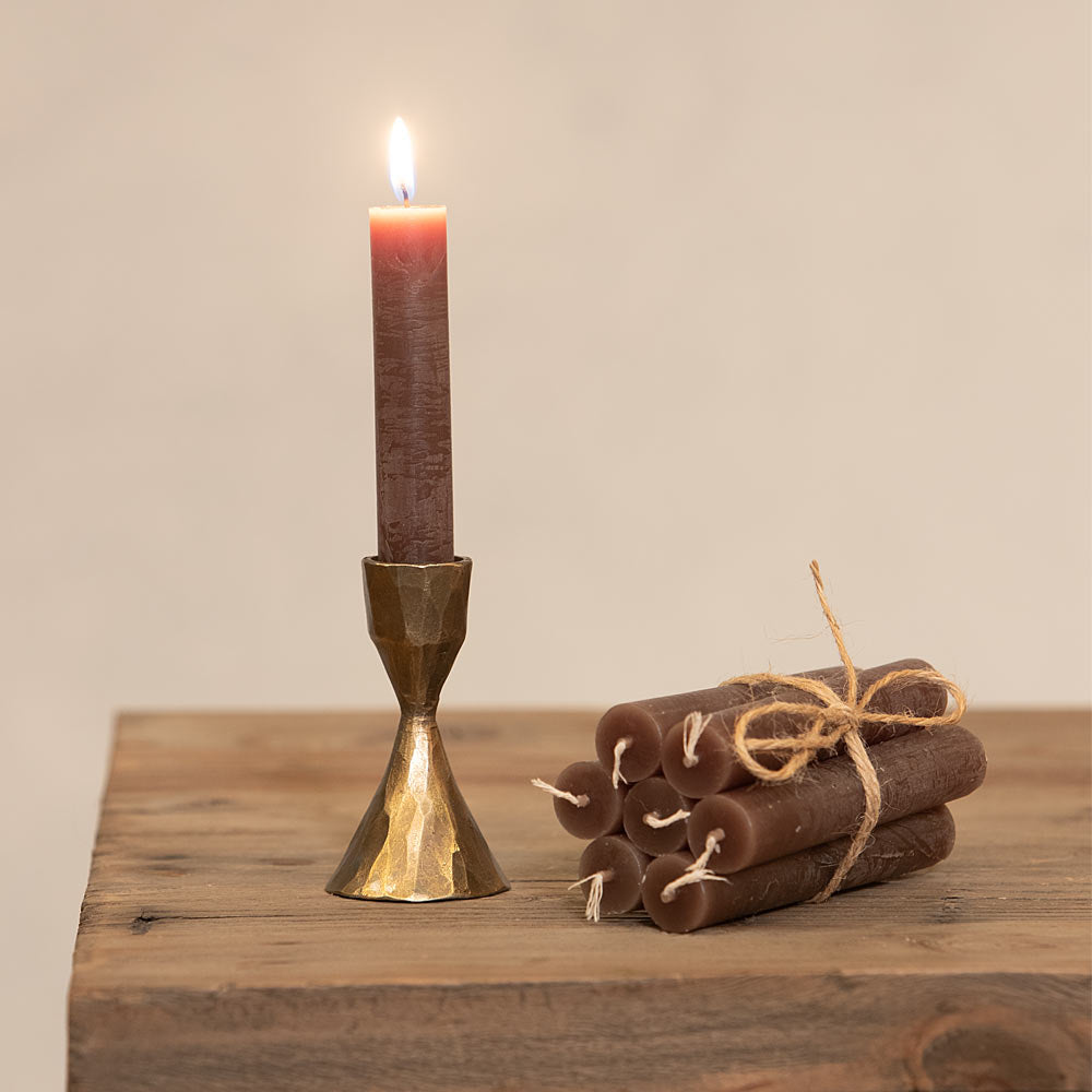 Short Rustic Dinner Candle - Coffee