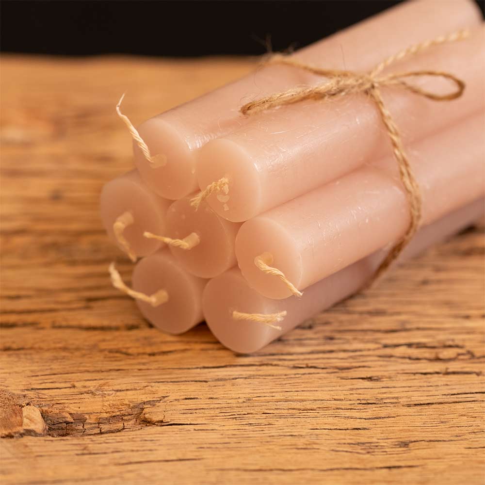 Short Rustic Dinner Candle - Dusty Rose
