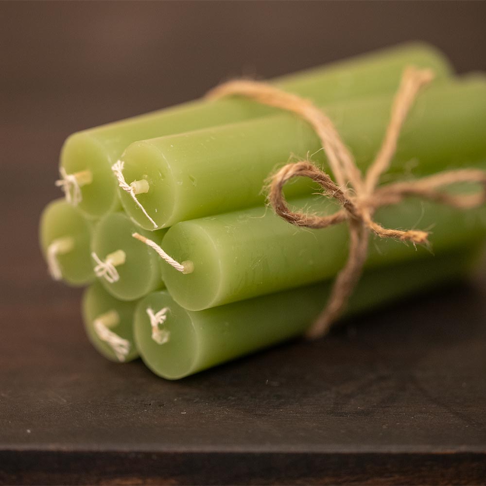 Short Rustic Dinner Candle - Forest Green