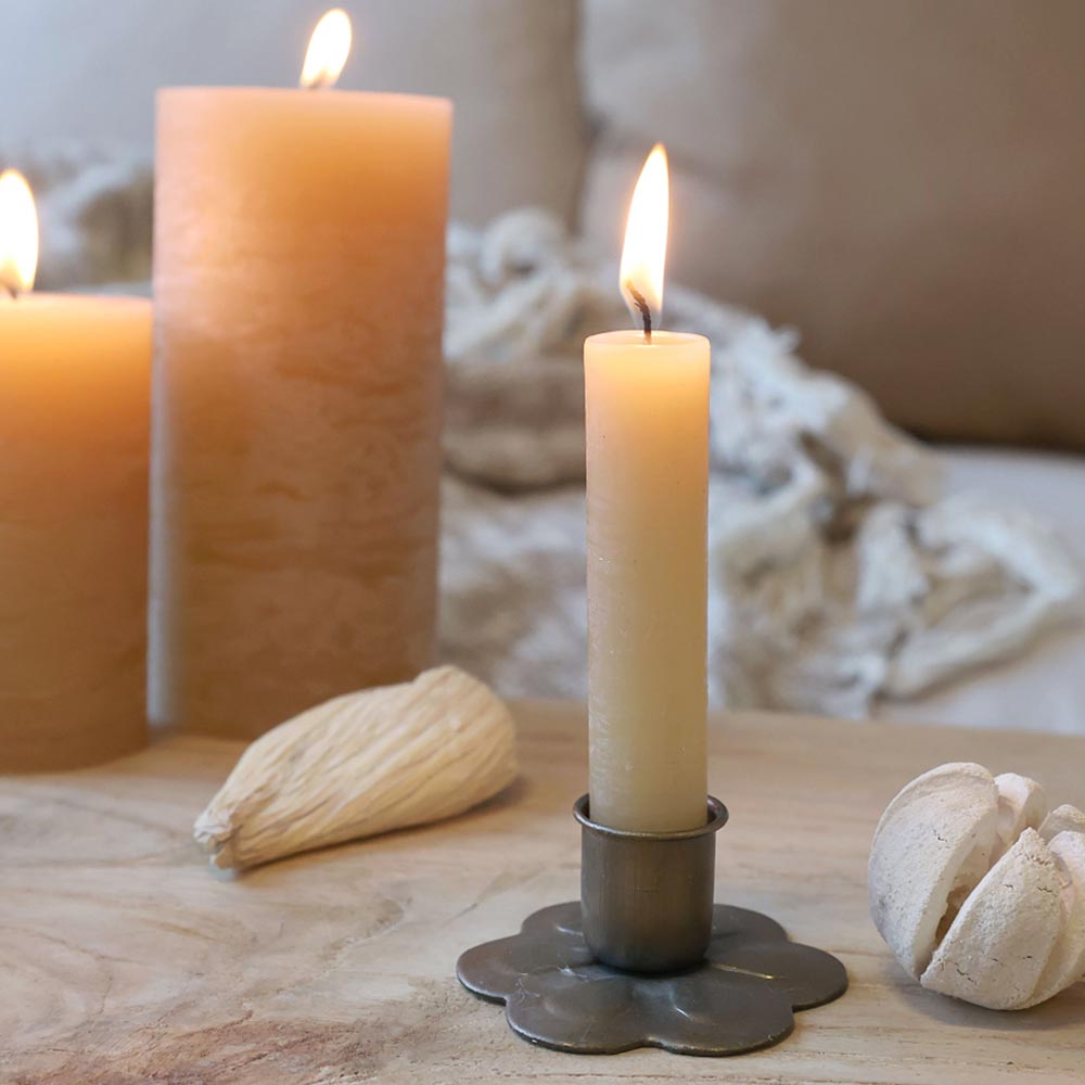 Short Rustic Dinner Candle - Honey