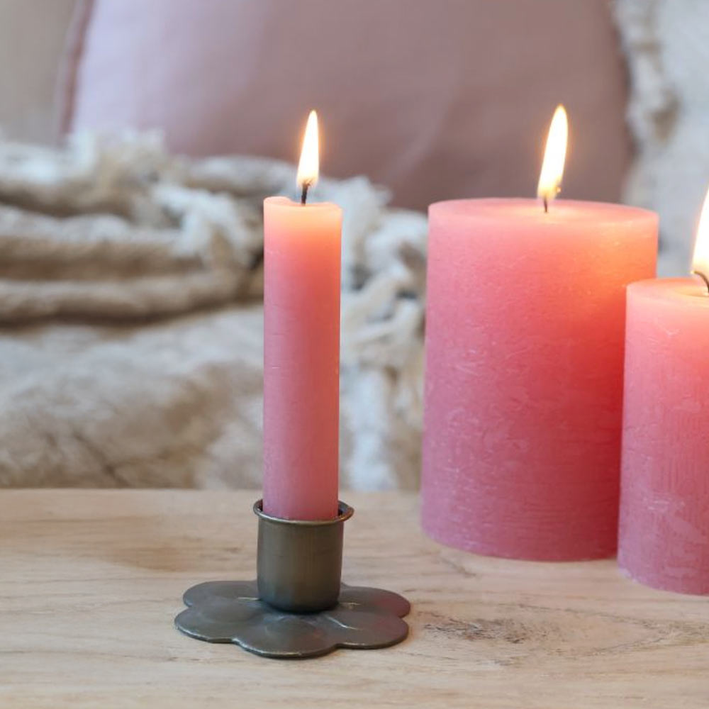 Short Rustic Dinner Candle - Raspberry