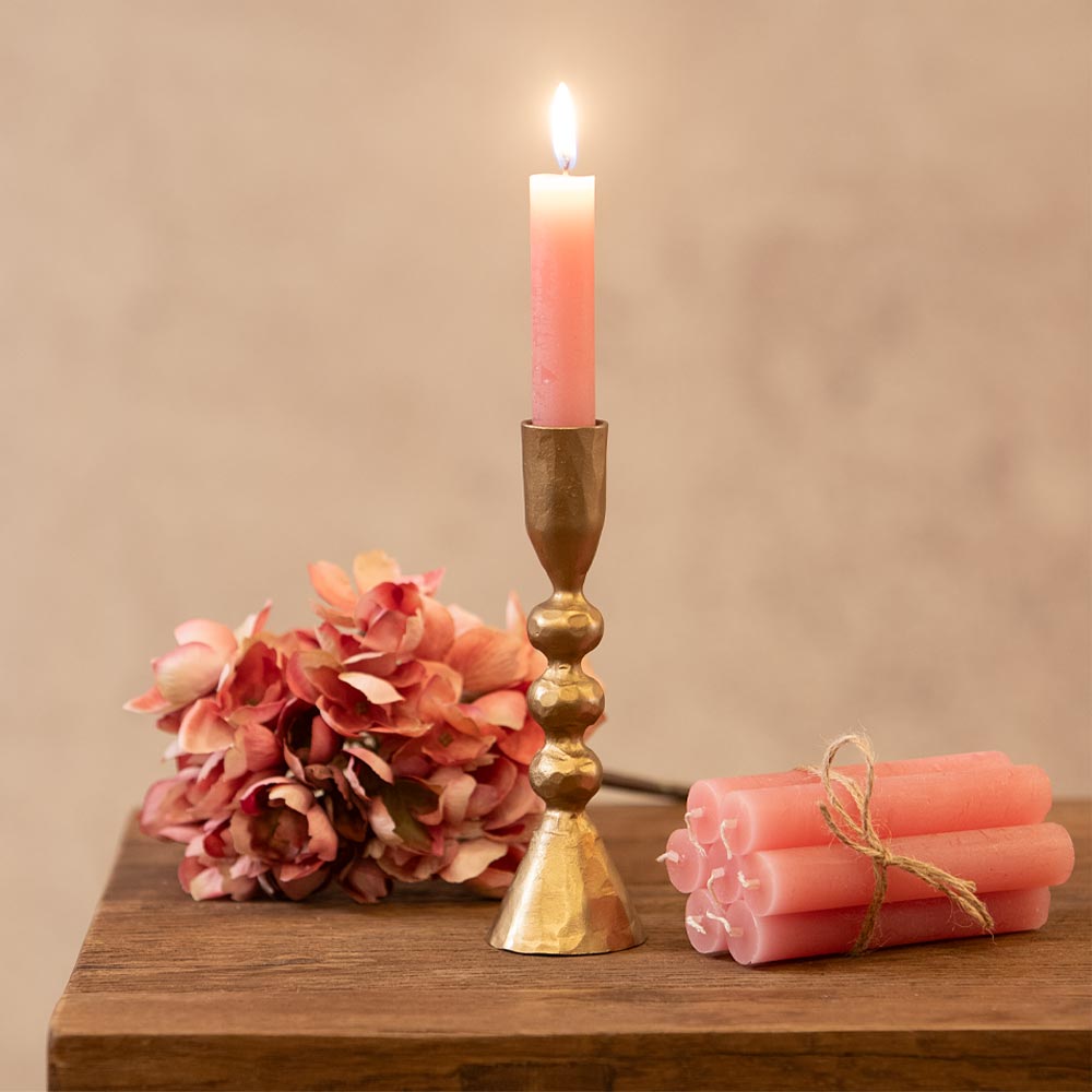 Short Rustic Dinner Candle - Raspberry