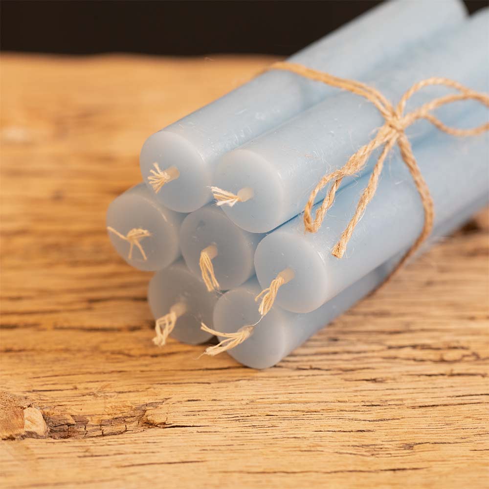 Short Rustic Dinner Candle - Sky Blue