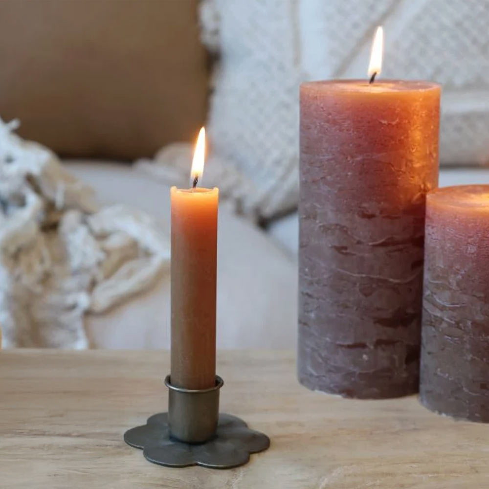 Short Rustic Dinner Candle - Walnut