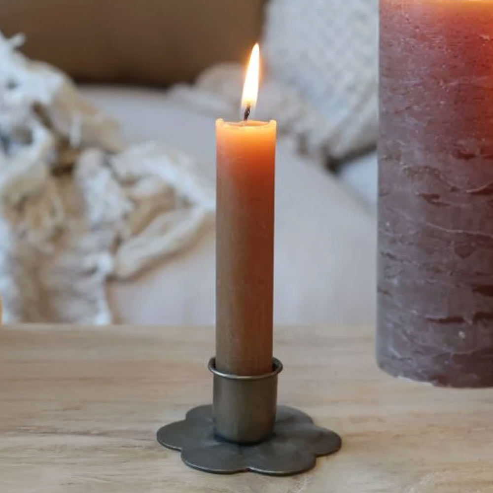 Short Rustic Dinner Candle - Walnut