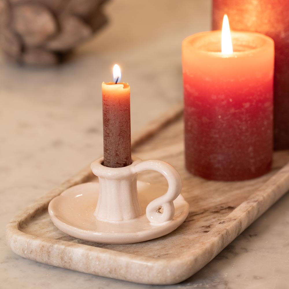 Short Rustic Dinner Candle - Walnut
