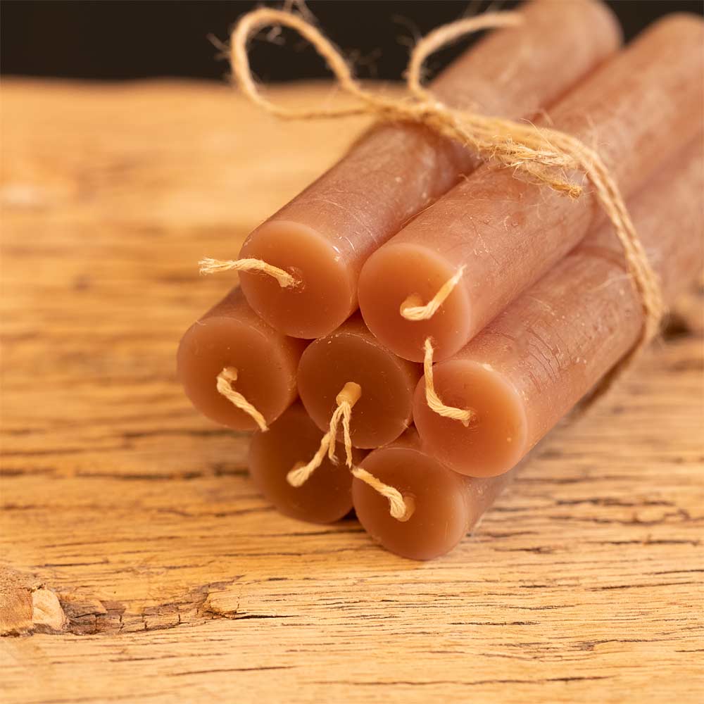 Short Rustic Dinner Candle - Walnut