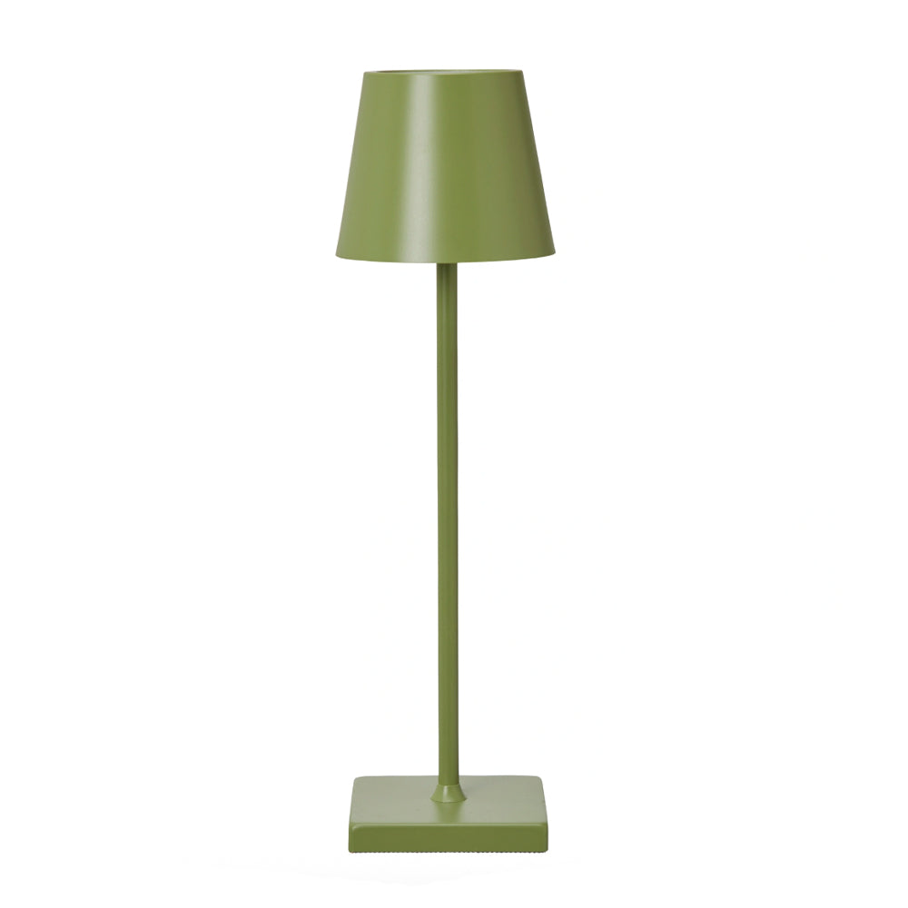Siena LED Table Lamp – matte green cordless lamp with slim shape on white background