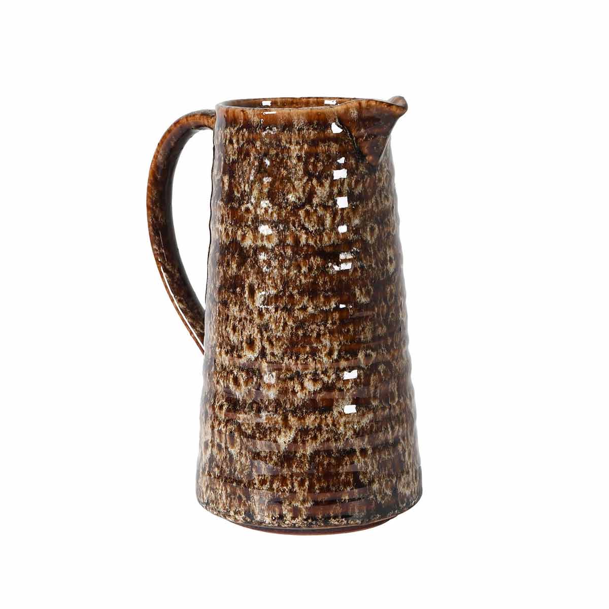 Slip Glaze Large Mottled Brown Jug