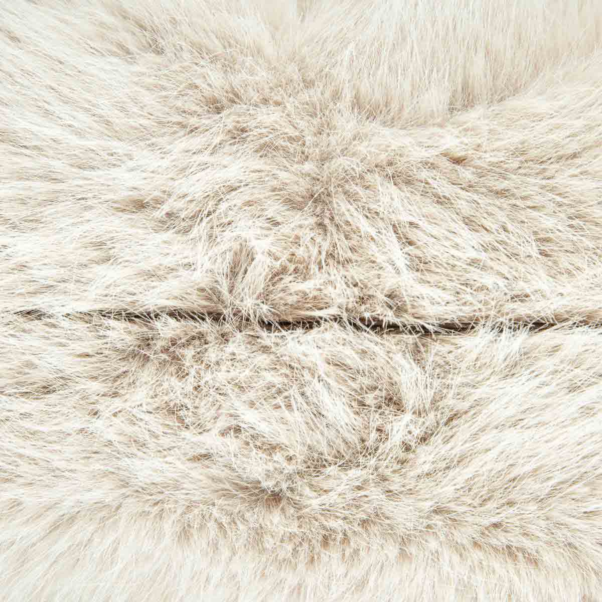 Close-up of the Sloane Mink Faux Fur Cushion, showcasing the soft faux fur texture in mink tone and hidden zip.