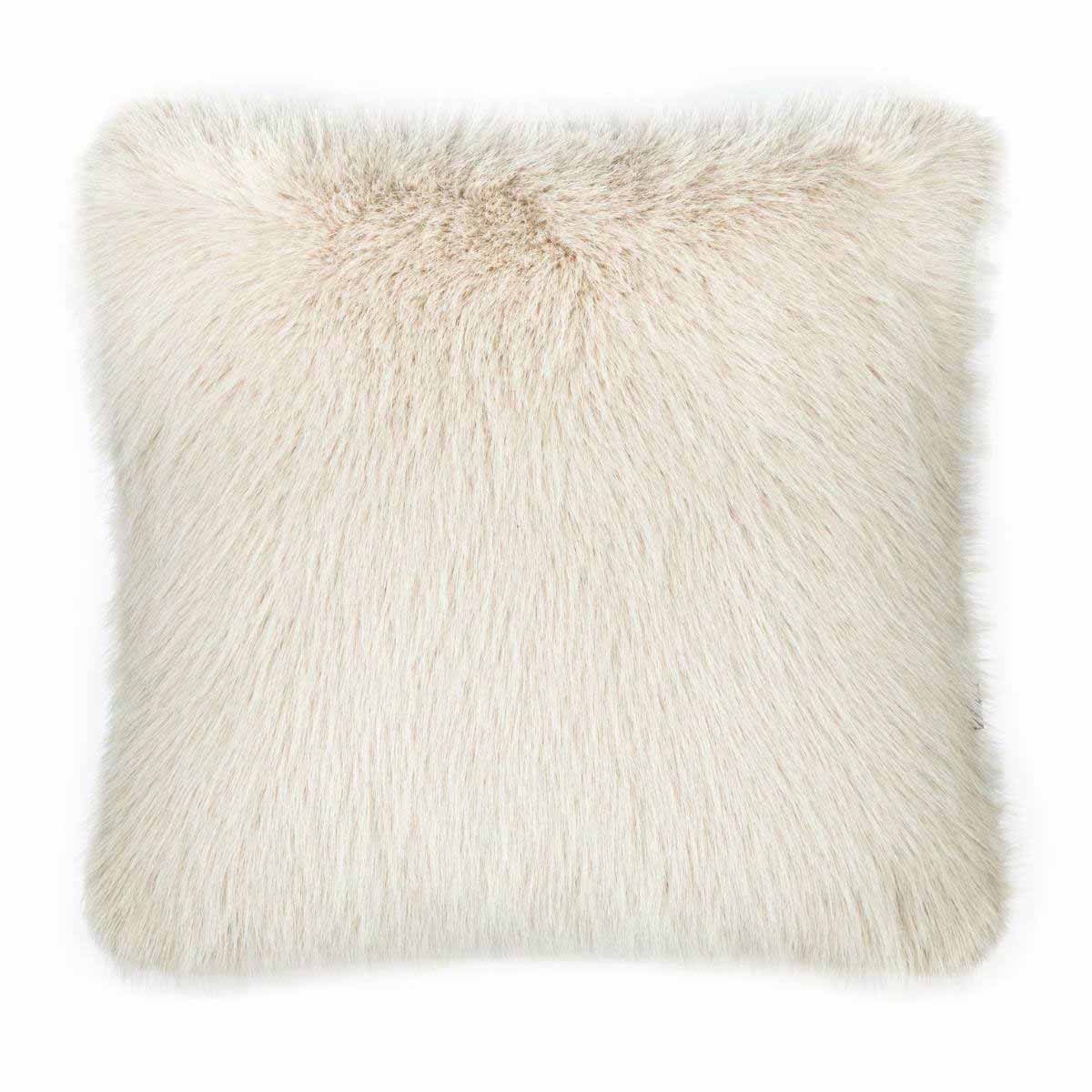 Sloane Mink Faux Fur Cushion in a soft mink shade with a plush faux fur texture, handcrafted in Ireland.