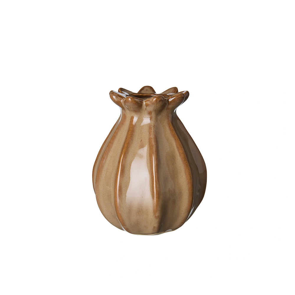 Small Lillian Vase – taupe ceramic vase with organic seed pod-inspired design