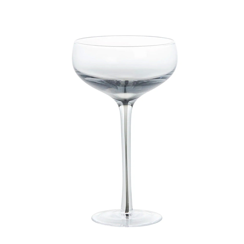 Elegant smoked cocktail glass, mouth-blown with a solid colour finish, perfect for serving cocktails, champagne, or sparkling wine.