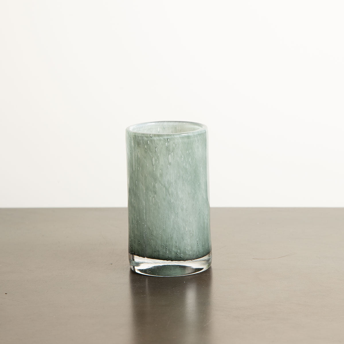 Smoky Green Glass Cylindrical Candle Holder