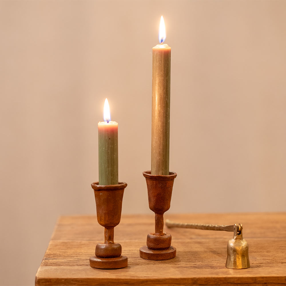 Tall Rust Dinner Candle Holder