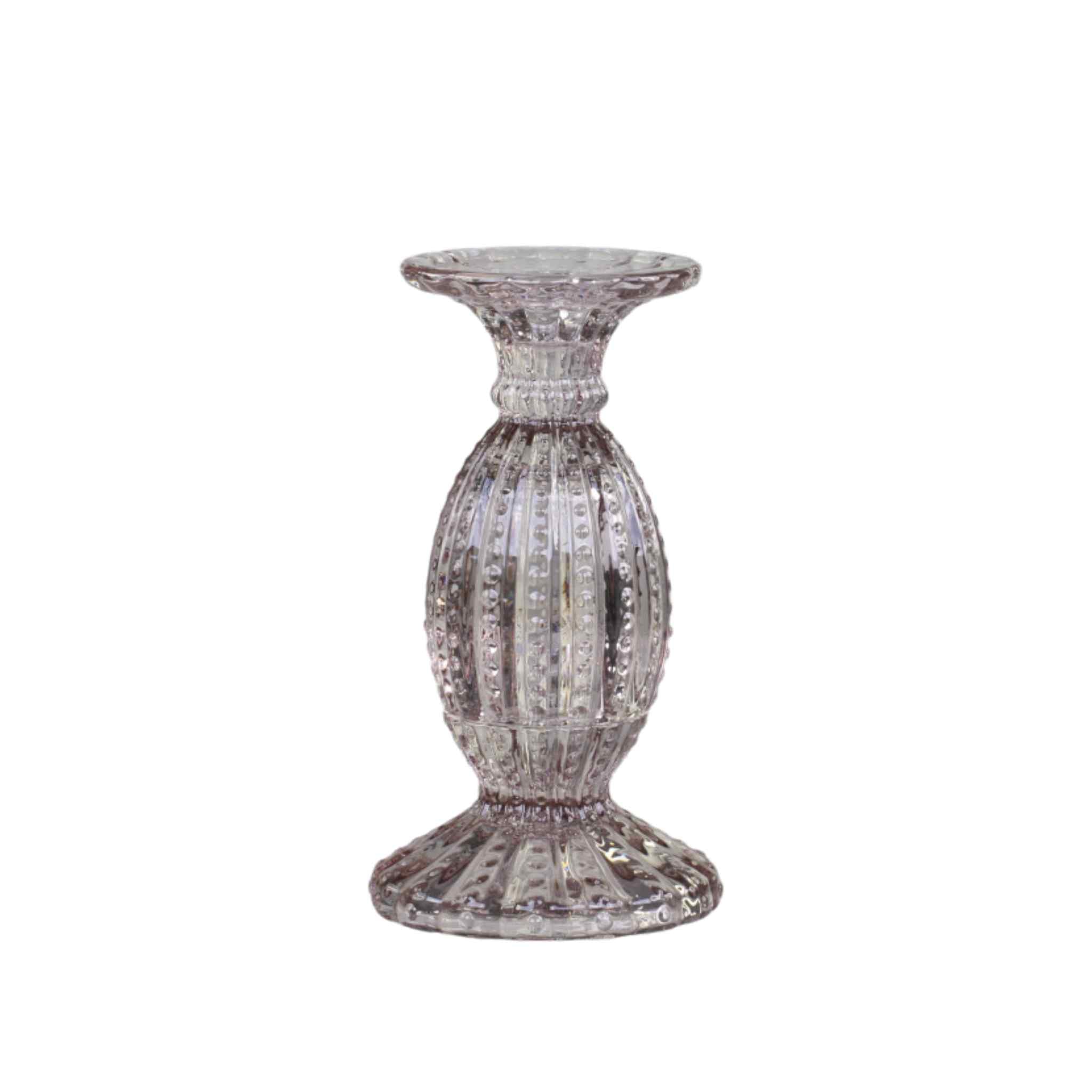 Taupe Pearl Edge Candlestick - Large