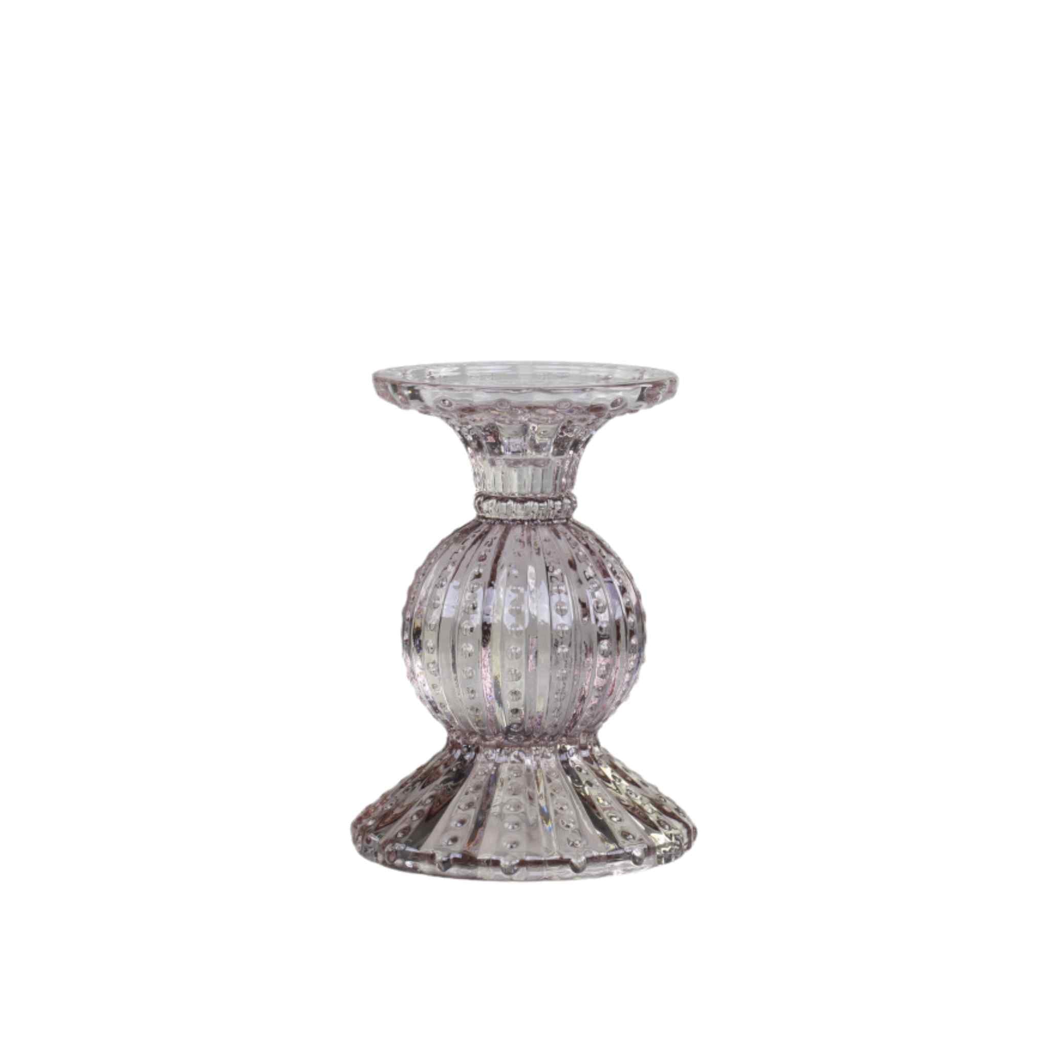 Taupe Pearl Edge Candlestick - Small