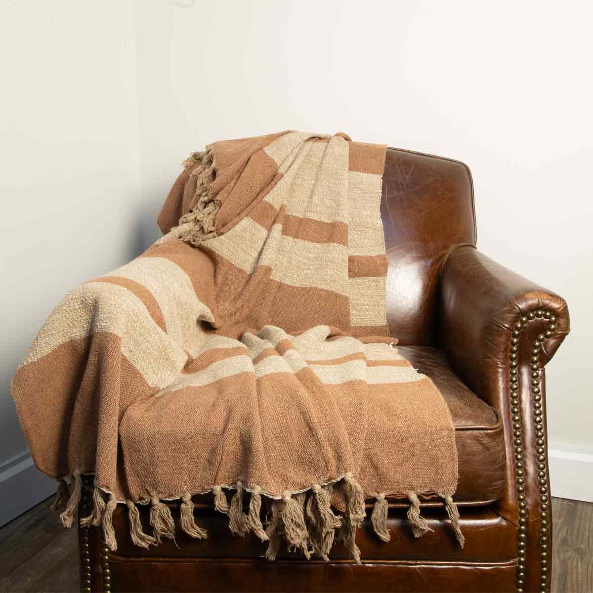 Temi Throw in Terracotta, Recycled Cotton