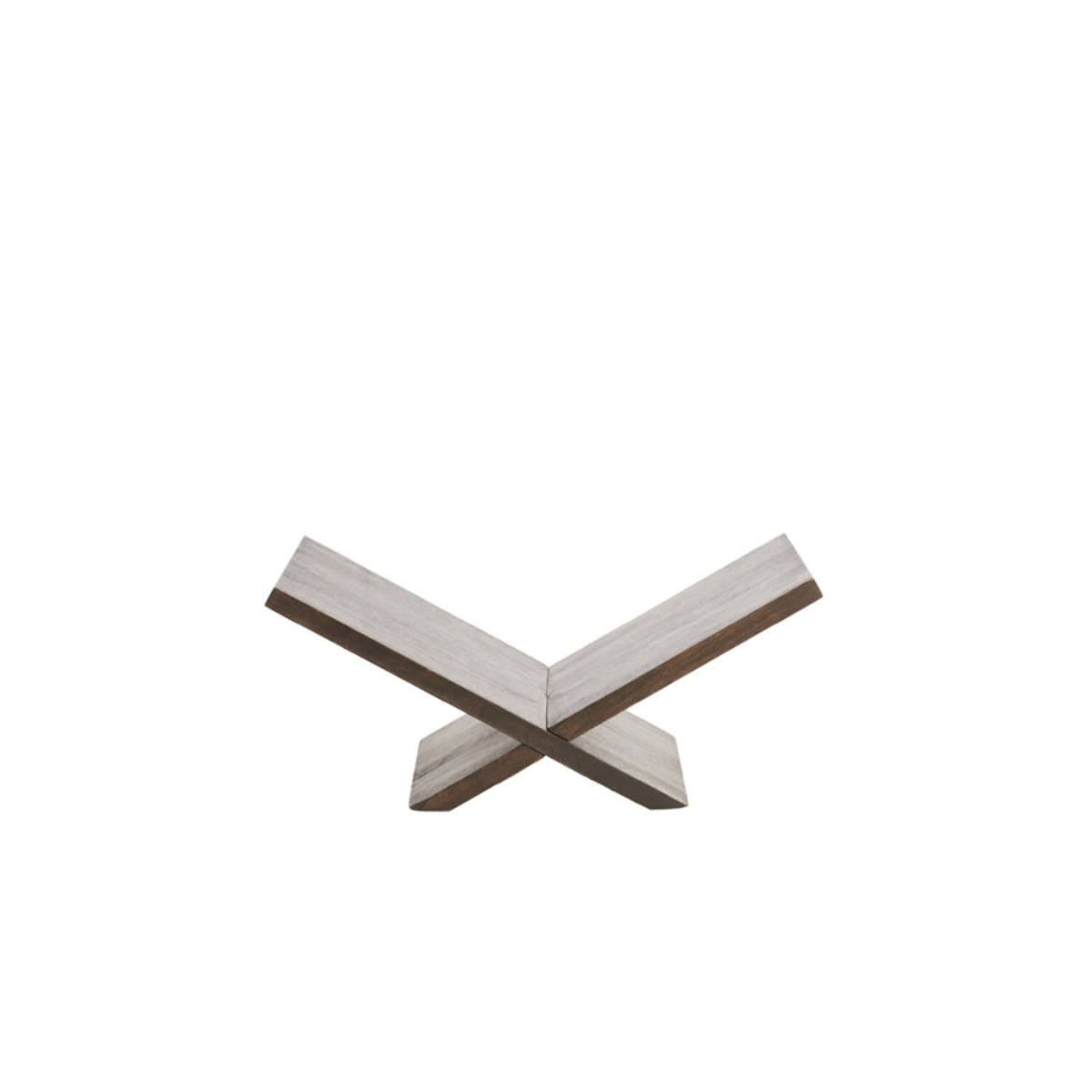 Tonosi Tabletop Wooden Bookstand – warm brown natural wood, cross shape, 36cm