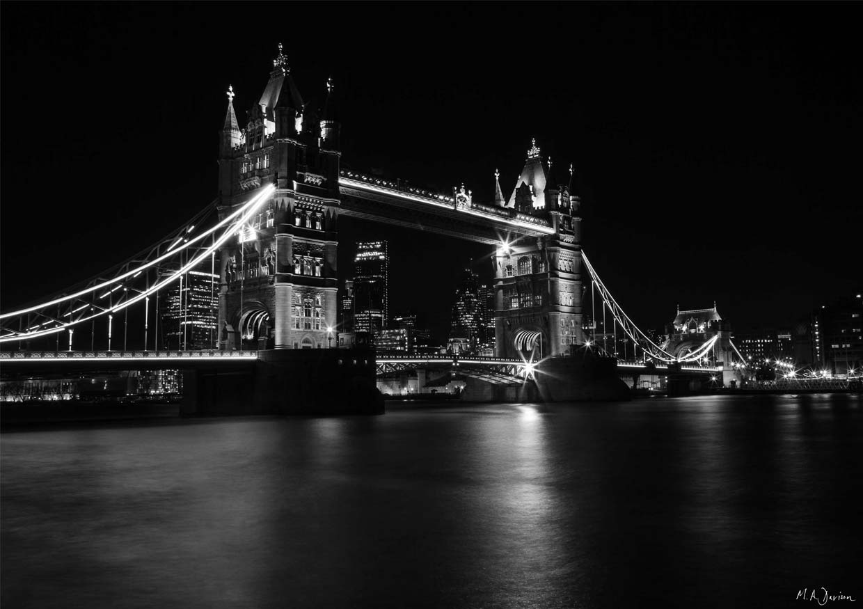 Tower Bridge Black and White Landscape Print, London