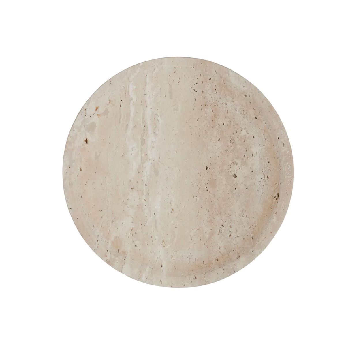 Travina Round Marble Tray - Linen - pictured from above