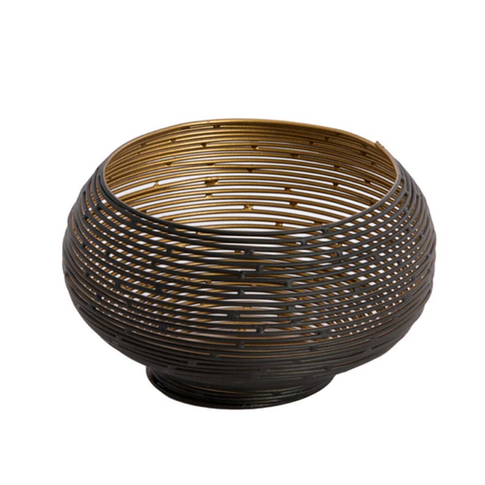 Urbino Matt Black and Gold Tealight Holder