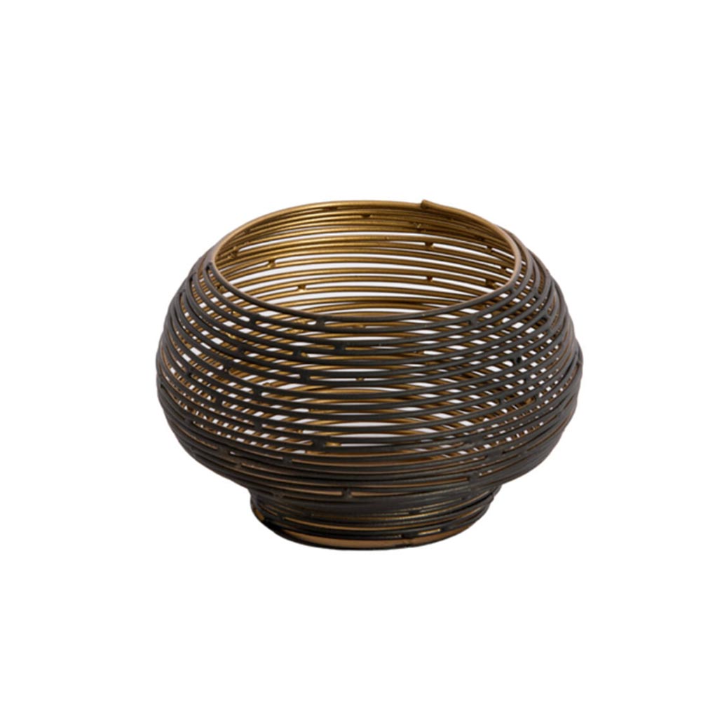 Urbino Matt Black and Gold Tealight Holder