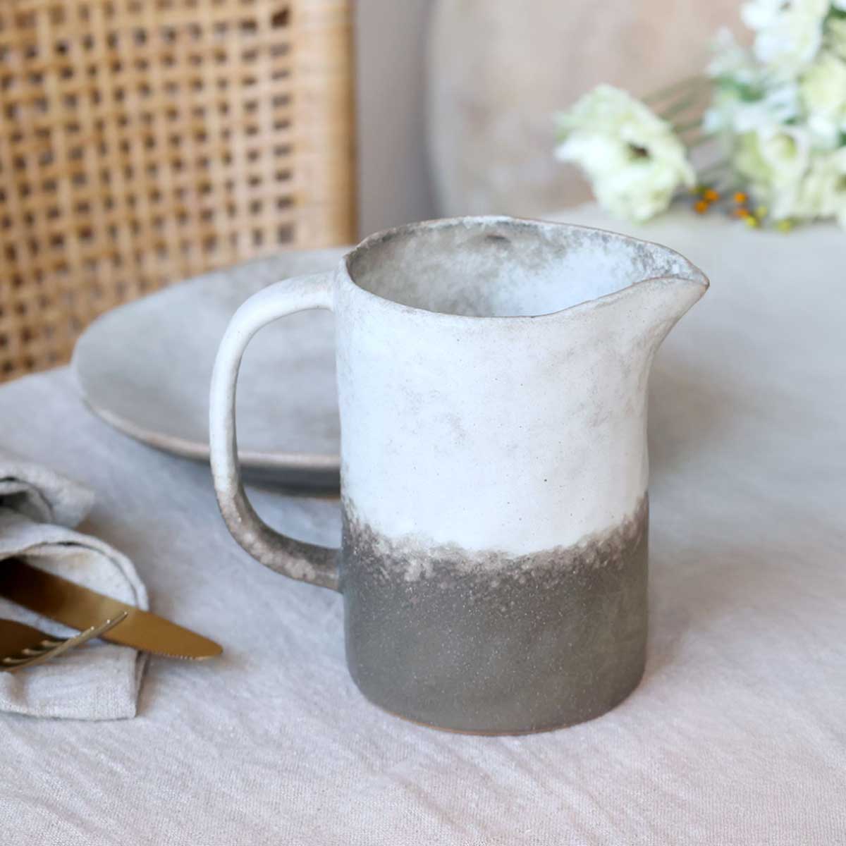 Valence Porcelain Jug in Walnut with handle and warm reactive glaze – 500ml capacity