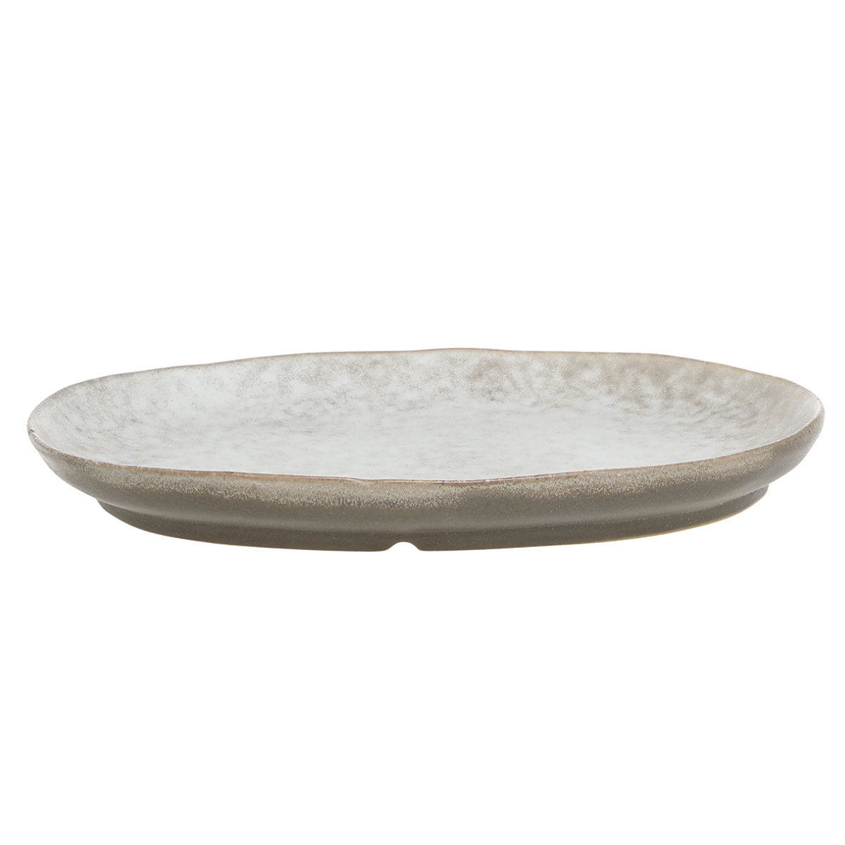 Valence Serving Plate in Walnut with organic shape and rustic porcelain glaze