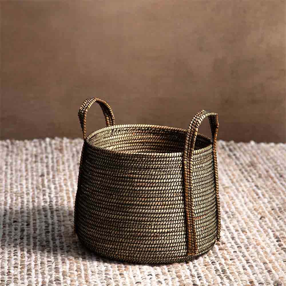 Volata Seagrass Basket - Natural and Black - Two Sizes