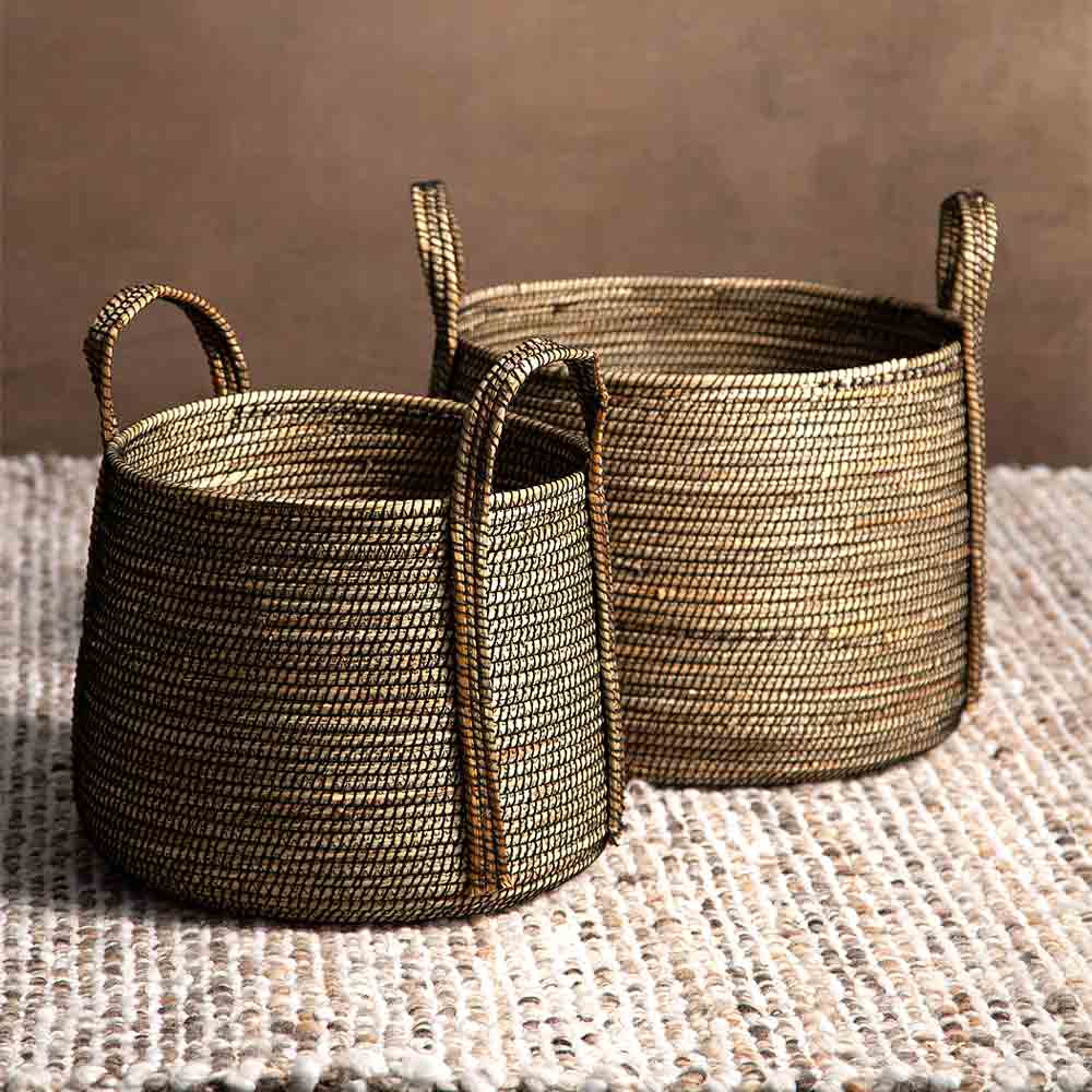 Volata Seagrass Basket - Natural and Black - Two Sizes