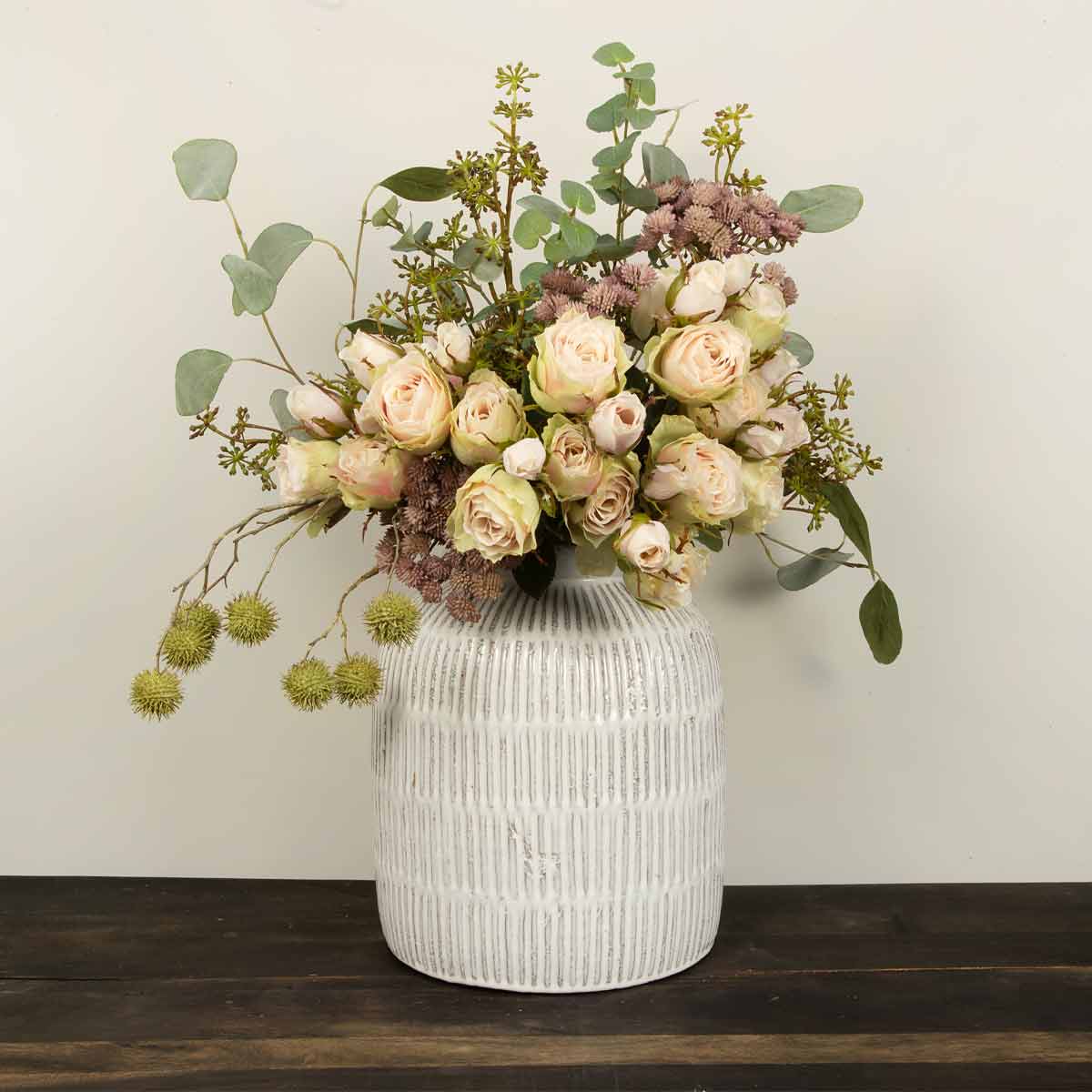 White Terracotta Ridged Vase