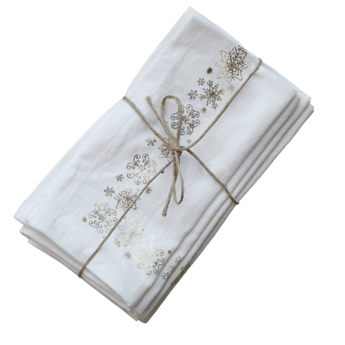 White Napkin with Gold Ice Crystals