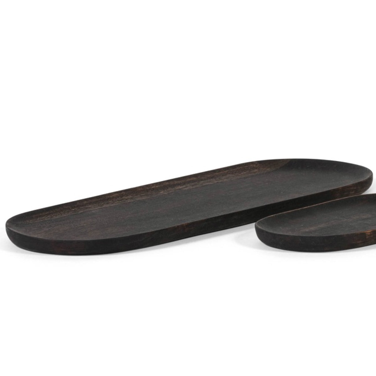 Wooden Long Candle Plate - Black Oiled Acacia Large