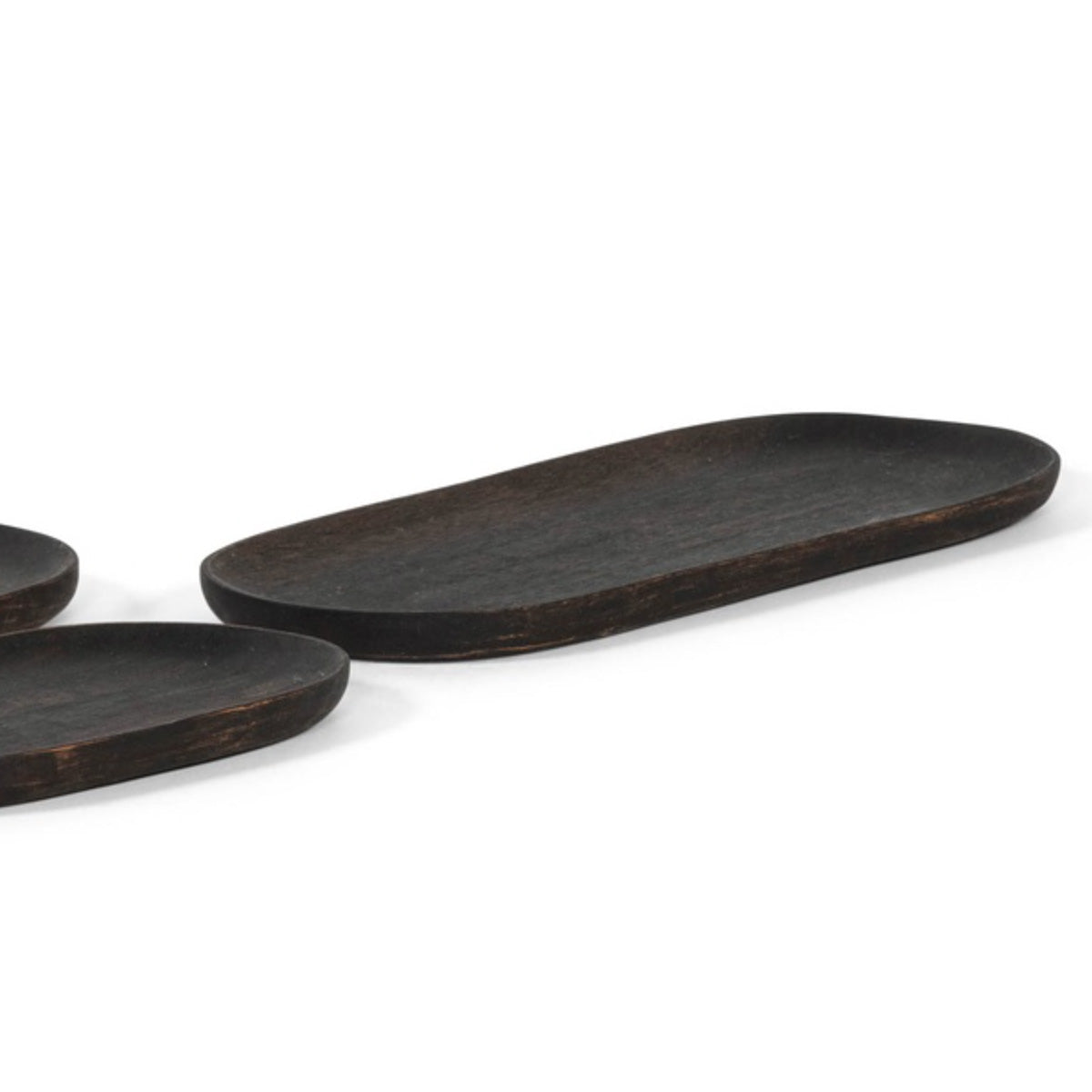 Wooden Long Candle Plate - Black Oiled Acacia - medium