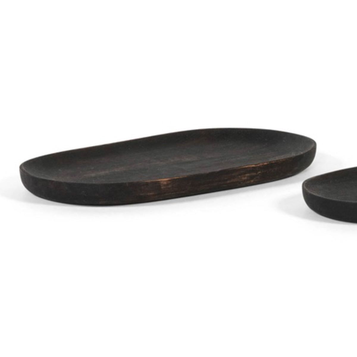 Wooden Long Candle Plate - Black Oiled Acacia - Small