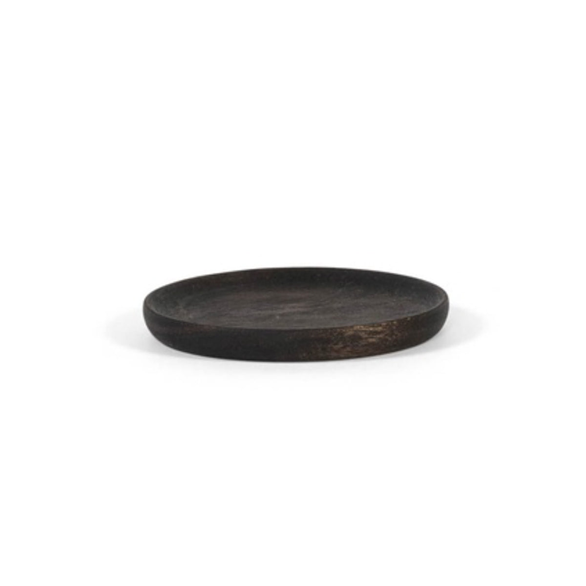 Wooden Round Candle Plate - Blacked Oil Acacia - Small