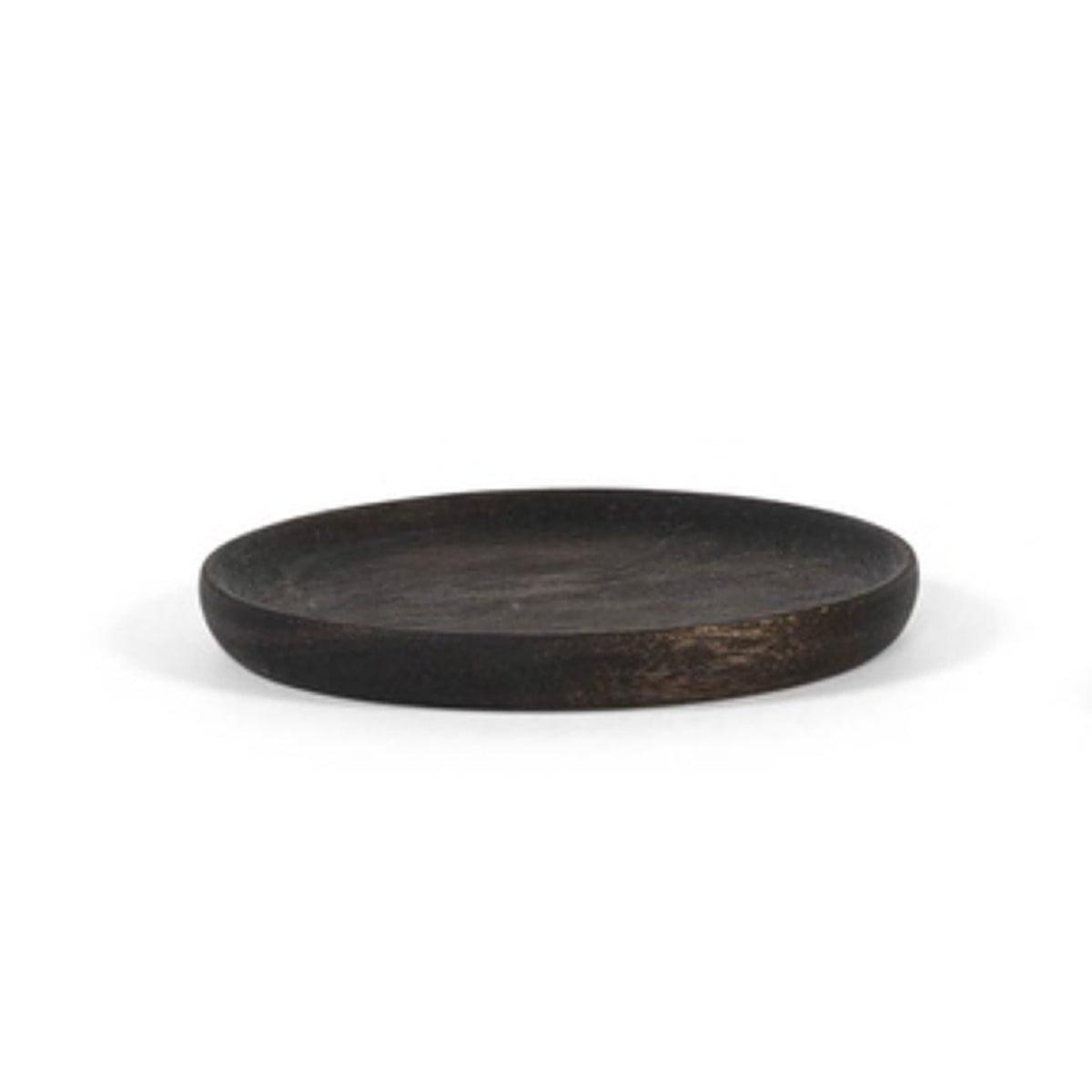 Wooden Round Candle Plate - Blacked Oil Acacia - Large