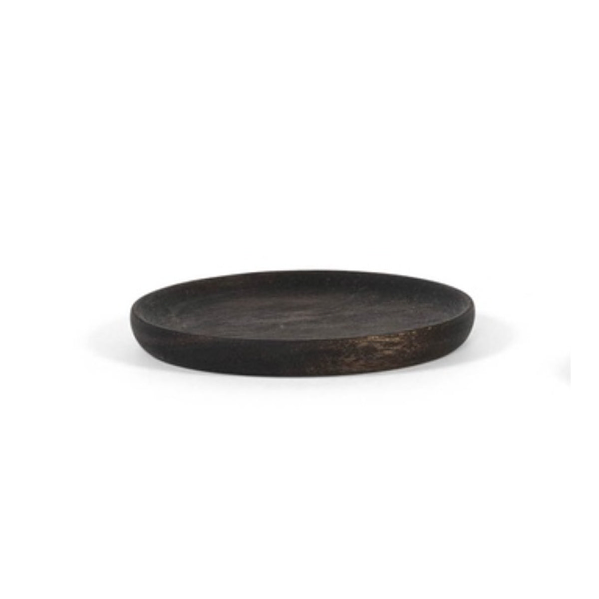 Wooden Round Candle Plate - Blacked Oil Acacia - Medium