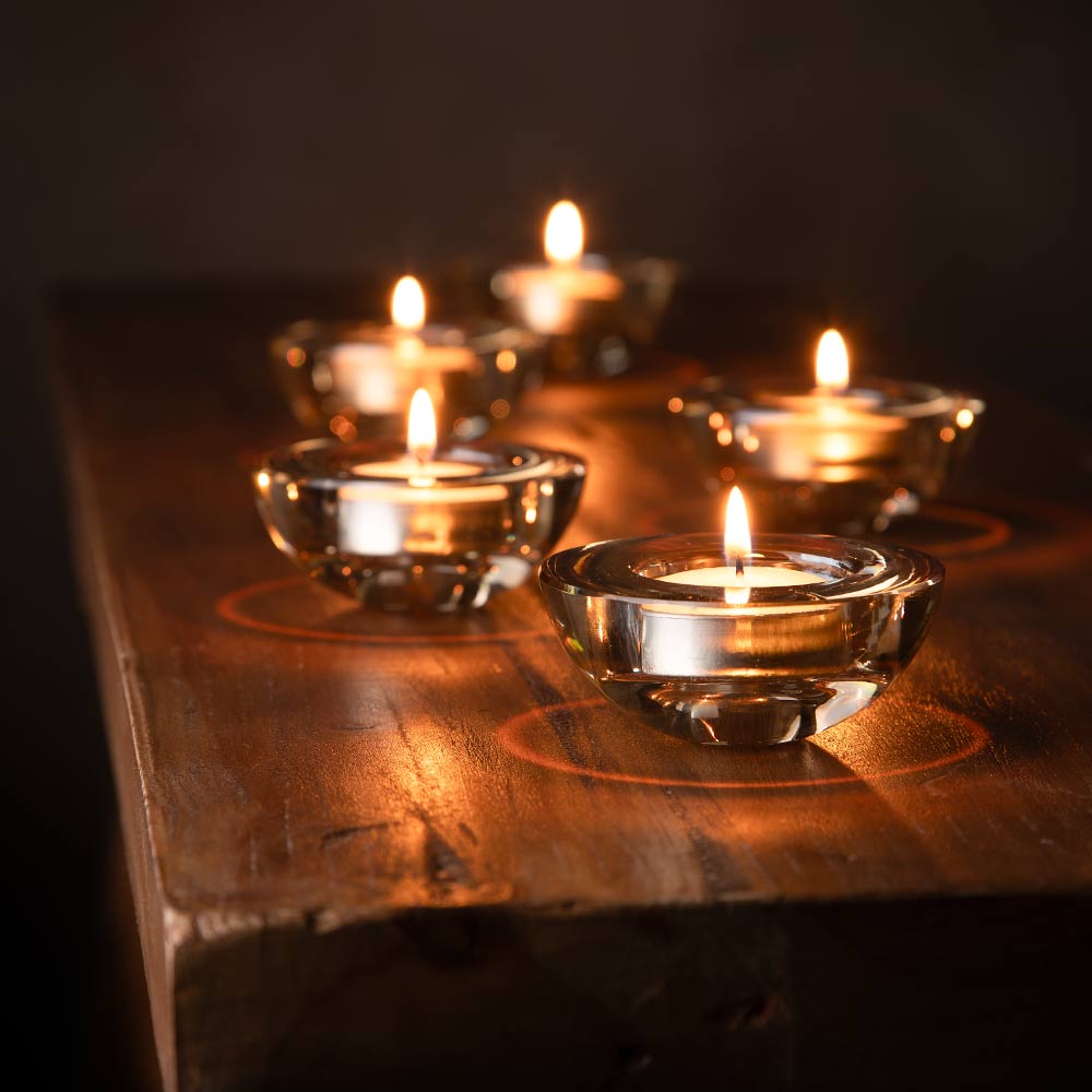 Xelon Glass Tealight Holder in Amber
