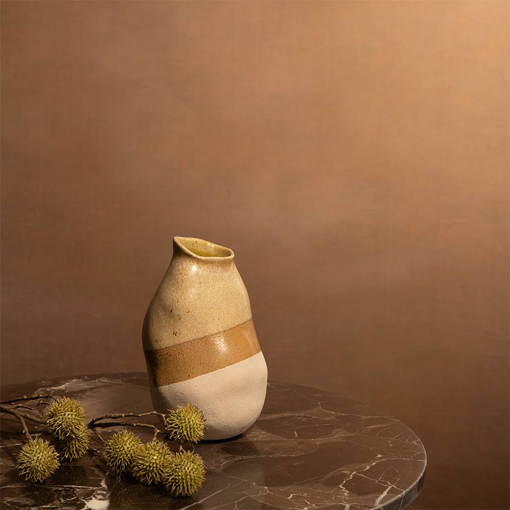 Yulara Ceramic Vase in Cream and Caramel