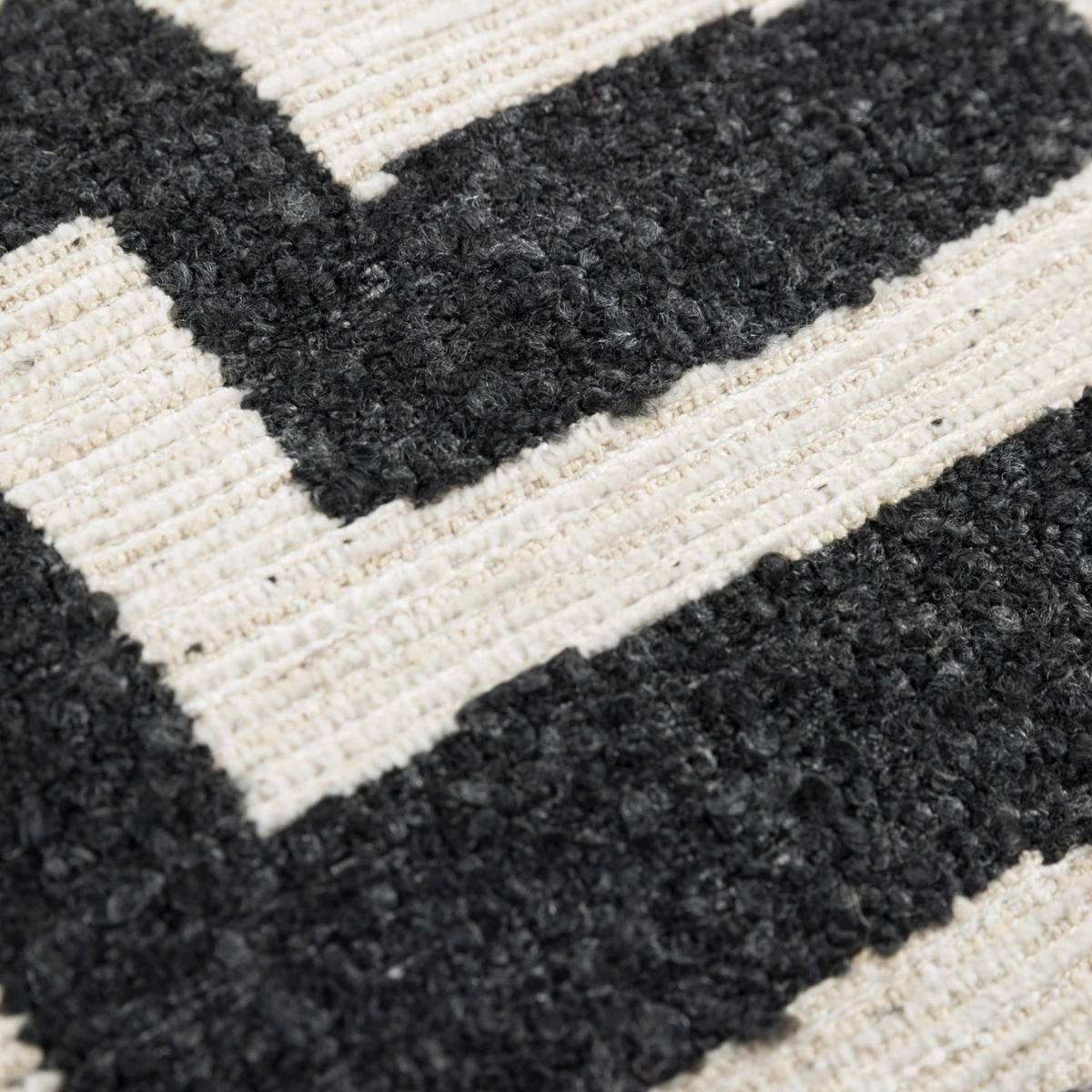 Zephyr Square Cushion – close up of charcoal and cream geometric design